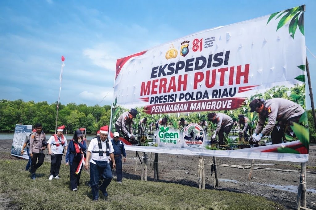 Ekspedisi Merah Putih Polda Riau Tembus Kuala Selat,1.700 Hektare Mangrove Disiapkan Lawan Abrasi