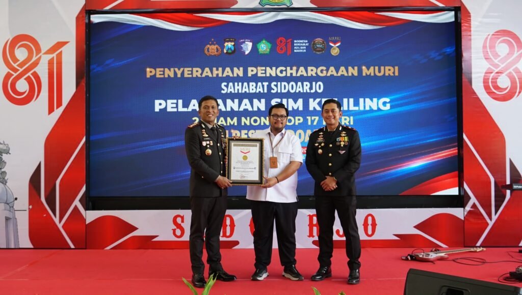 Polresta Sidoarjo Cetak Prestasi Nasional, Layanan SIM Keliling 24 Jam Nonstop Sabet Rekor MURI