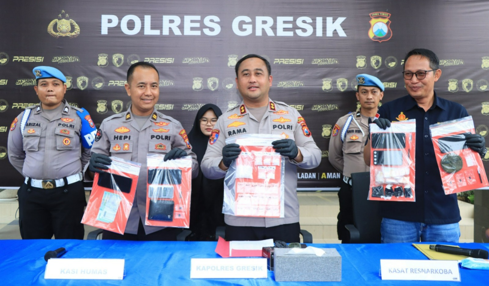 Polres Gresik Ungkap Jaringan Narkoba Lintas Kota, 4 Tersangka Diamankan