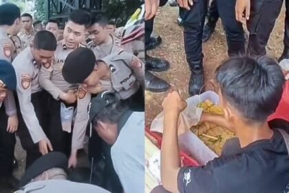 Polisi Borong Tahu Pedagang, Bagikan kepada Warga di Tengah Kegiatan Penyampaian Aspirasi