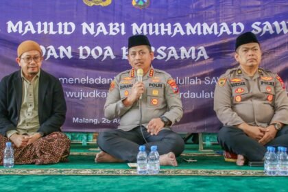 Peringati Maulid Nabi 1448 H, Polresta Malang Kota Ajak Driver Ojol Doa Bersama Kenang Setahun Kepergian Affan Kurniawan