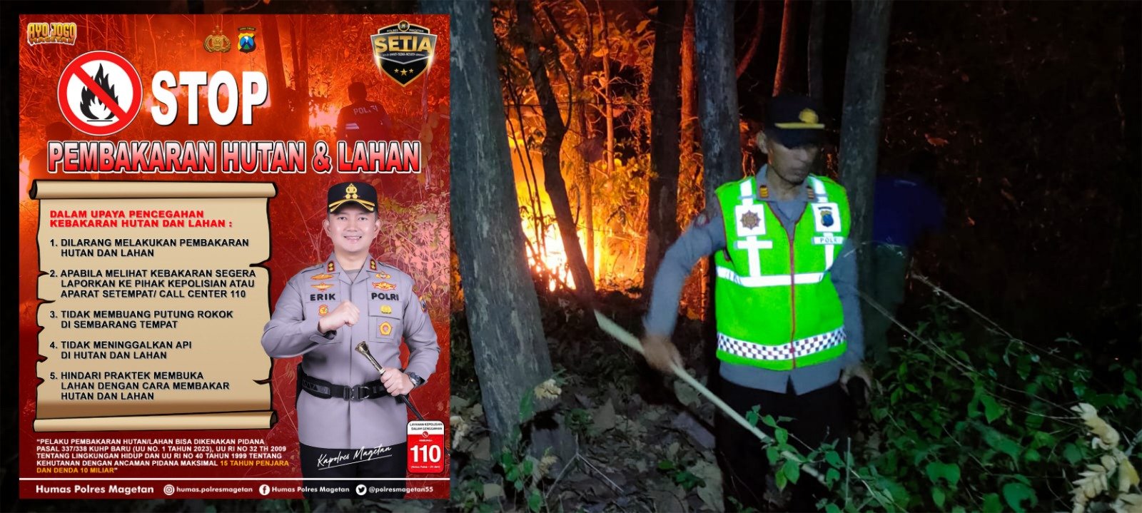 Polres Magetan Tingkatkan Mitigasi Karhutla di Musim Kemarau, Larang Warga Membakar Lahan