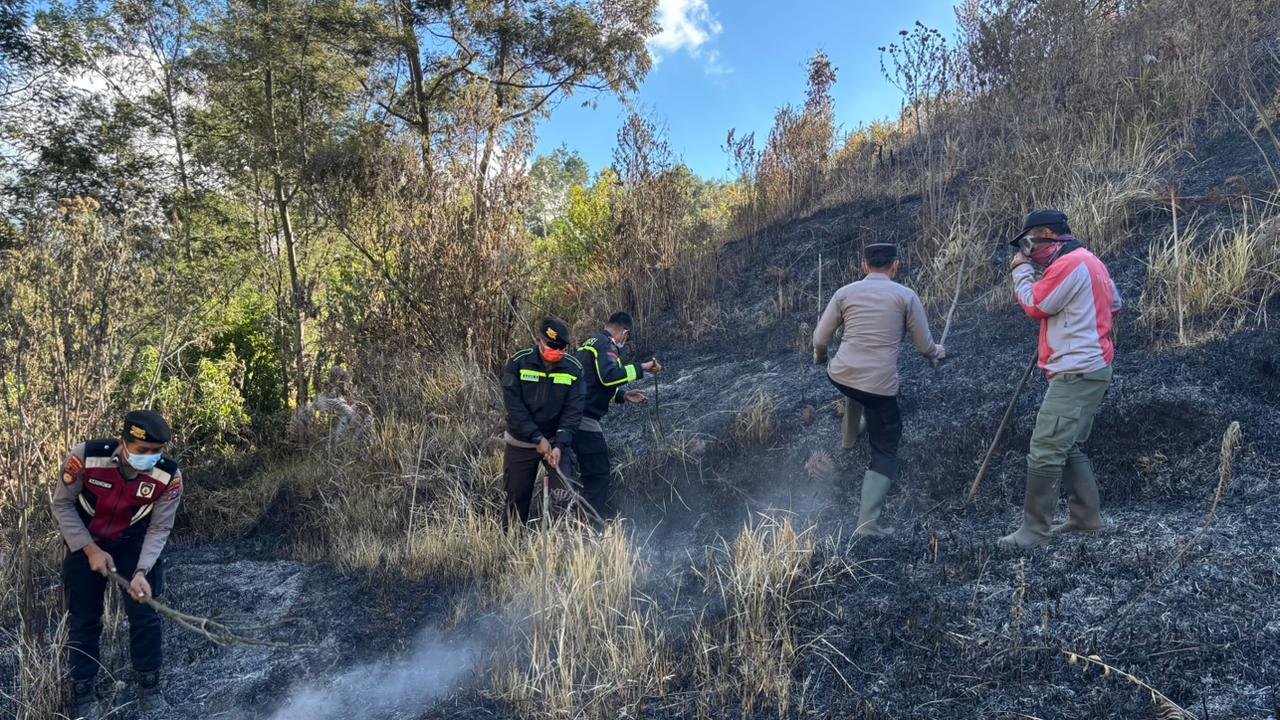 Kebakaran hutan dan lahan (karhutla) yang melanda kawasan Taman Nasional Bromo Tengger Semeru (TNBTS) di Kabupaten Lumajang tersebut terpantau belum sepenuhnya padam hingga Minggu