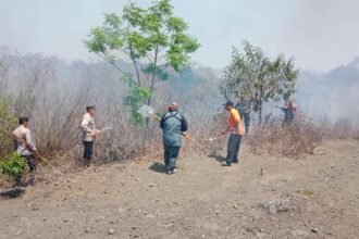 Sinergi Polres Bondowoso dan Tim Gabungan Padamkan Karhutla di Kawasan Wisata Black Lava Ijen