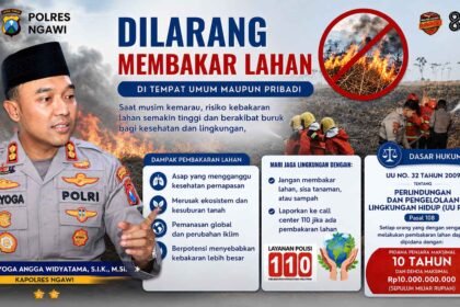 Polres Ngawi Ingatkan Konsekuensi Hukum Bagi Pembakar Lahan