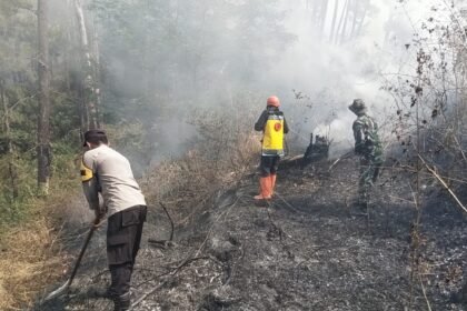 Polres Ngawi dan Tim Gabungan Jinakan Api di Gunung Botak, Medan Berat Jadi Tantangan
